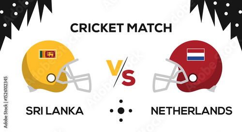 Sri lanka versus netherlands cricket match preview helmets and flags vector