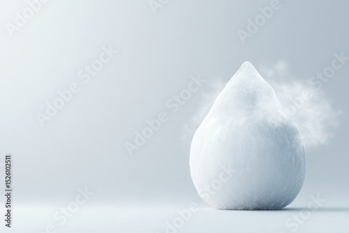 soft, white droplet emits steam, symbolizing energy transformati