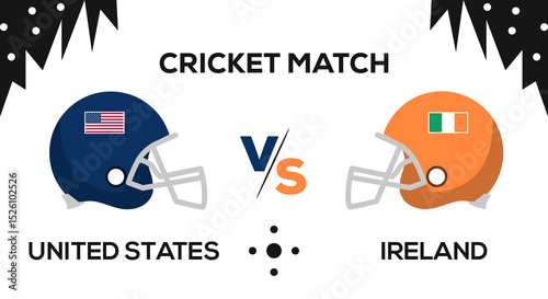 United states vs ireland cricket match team helmets sports competition vector