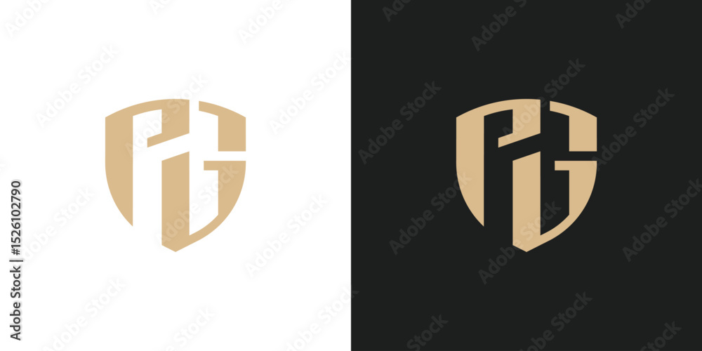 Obraz premium Letter PG Shield Emblem Logo Design 