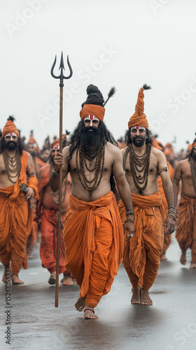 AI generator images of Holy men, Maha Kumbh Mela, the world's largest spiritual gathering Hundreds of thousands of Indians are among the hundreds of devotees who gather for this ancient tradition 