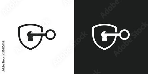 Security Shield Key Line Logo Design
