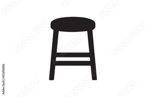 Stool table silhouette on white background.01