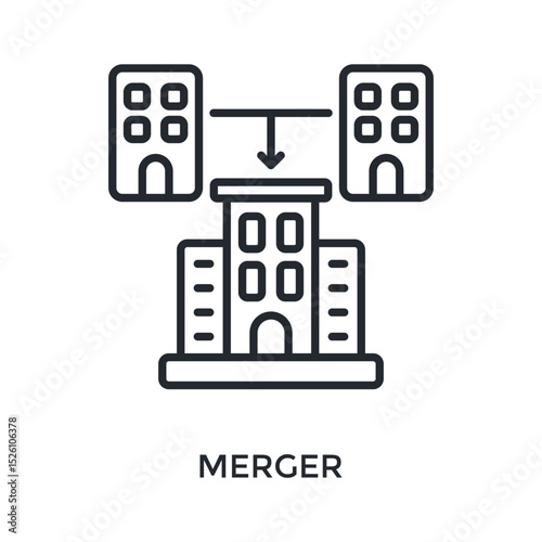 Merger Icon Outline Style. Vector Illustration For Graphic Design