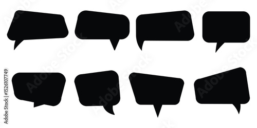 Empty black speech bubbles, various shapes, vector set, communication, blank, isolated, graphic