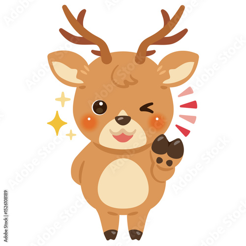 グッドサインを出すシカのキャラクターイラスト