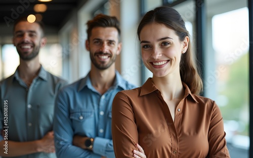 junge frau arbeitet im team im unternehmen. High quality