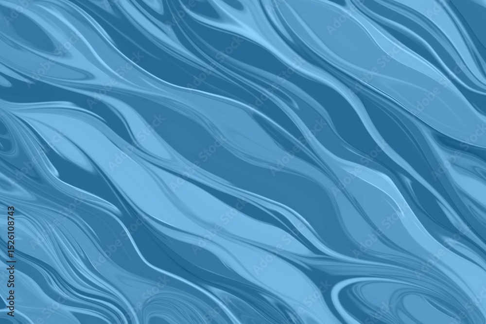 Naklejka premium Water flow wave blue pattern background design. Abstract blue background with waves, liquid, metal, paint. Three-dimensional