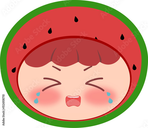 Cute Head Red Watermelon Crying