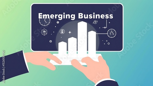 Illustrative representation of an emerging business showing growth and progress