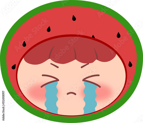 Cute Head Watermelon Crying