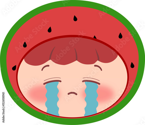 Cute Head Watermelon Crying