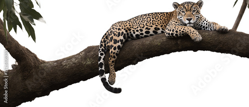 AI image generator of Bengal tiger is sleeping in a tree, Leopard sleeping on the tree In the forest