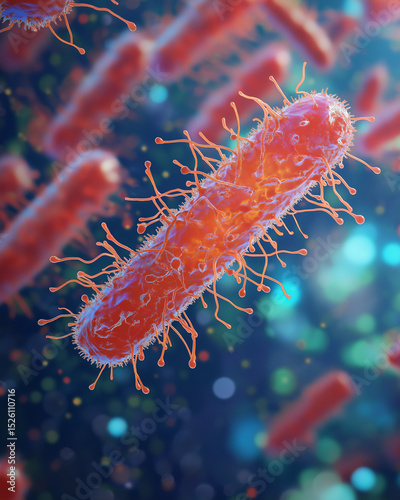 AI generator images of Microscopic View of Bacteria with Spiky Surfaces ,Environmental bacteria macro shot of Pseudomonas aeruginosa ,Pseudomonas aeruginosa biofilm formation on surface, Pseudomonas 