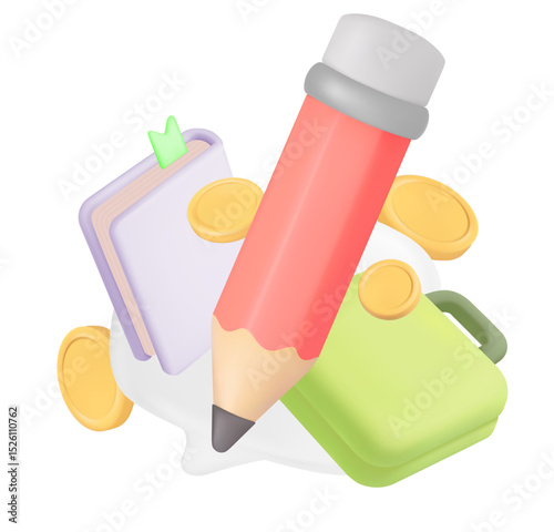3D chart icon with percentage proportion data analytics optimization growth statistics finance graph business development  Education and investment for profit, icons and planning 