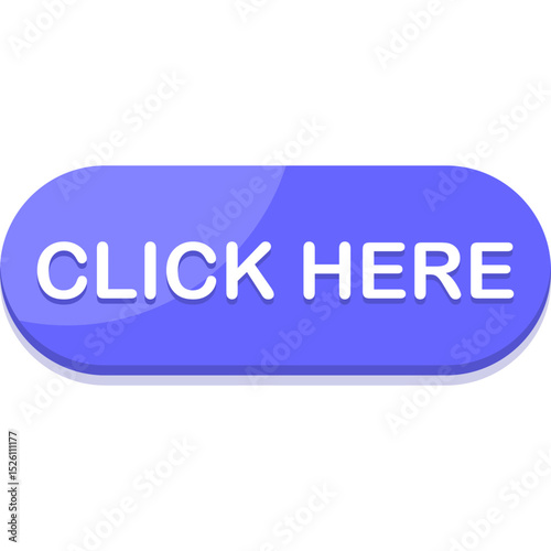 Blue Modern Click Here Web Button, SVG UI Vector Element