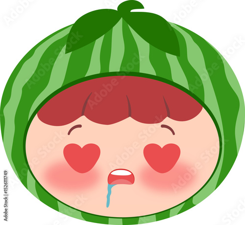 Cute Head Watermelon Drooling Face