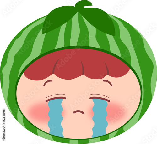 Cute Head Watermelon Crying