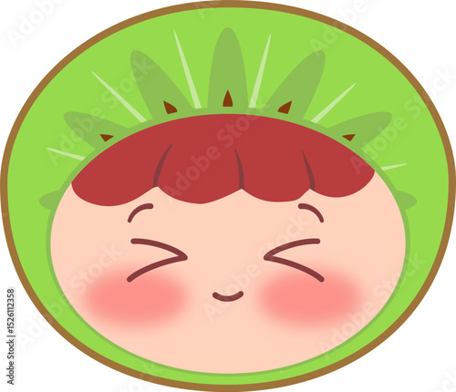 Cute Head Kiwi Smiling Eyes Closed