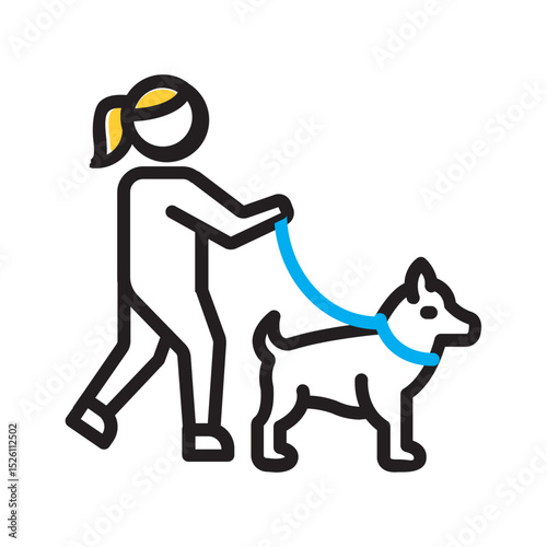 Vector multi color icon for Dog walker