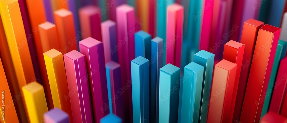 Obraz premium A vibrant arrangement of colorful vertical bars creates an abstract visual composition