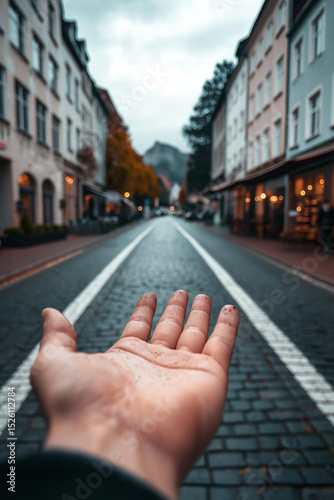 AI generator images of urban road and buildings in the city Beautiful street in european town
