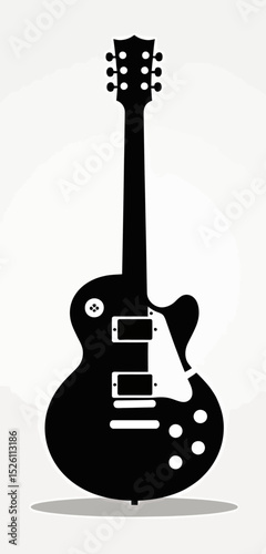 A bold black silhouette of a classic electric guitar, a simple and powerful vector icon for rock music logos, band merchandise, or concert-themed designs.
