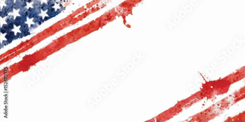Stars and Stripes Art: A watercolor rendition of the American flag, with its iconic stars and stripes, offers a patriotic and artistic representation. Suitable for various uses.