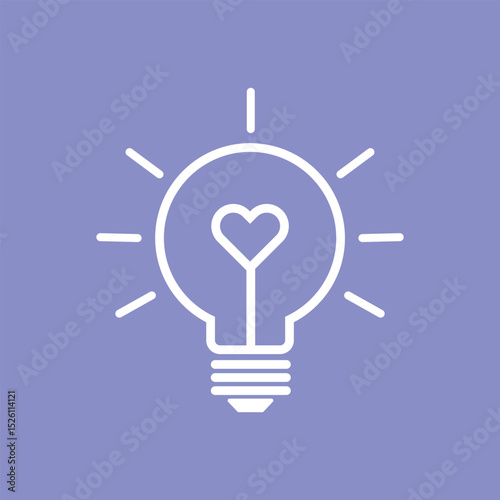 Purple background heart bulb idea vector