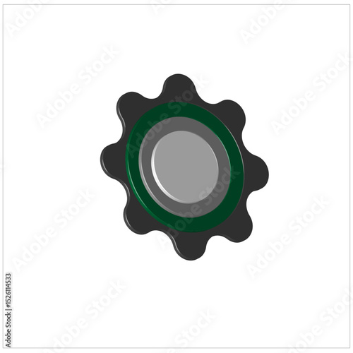green wax seal, gear vector design