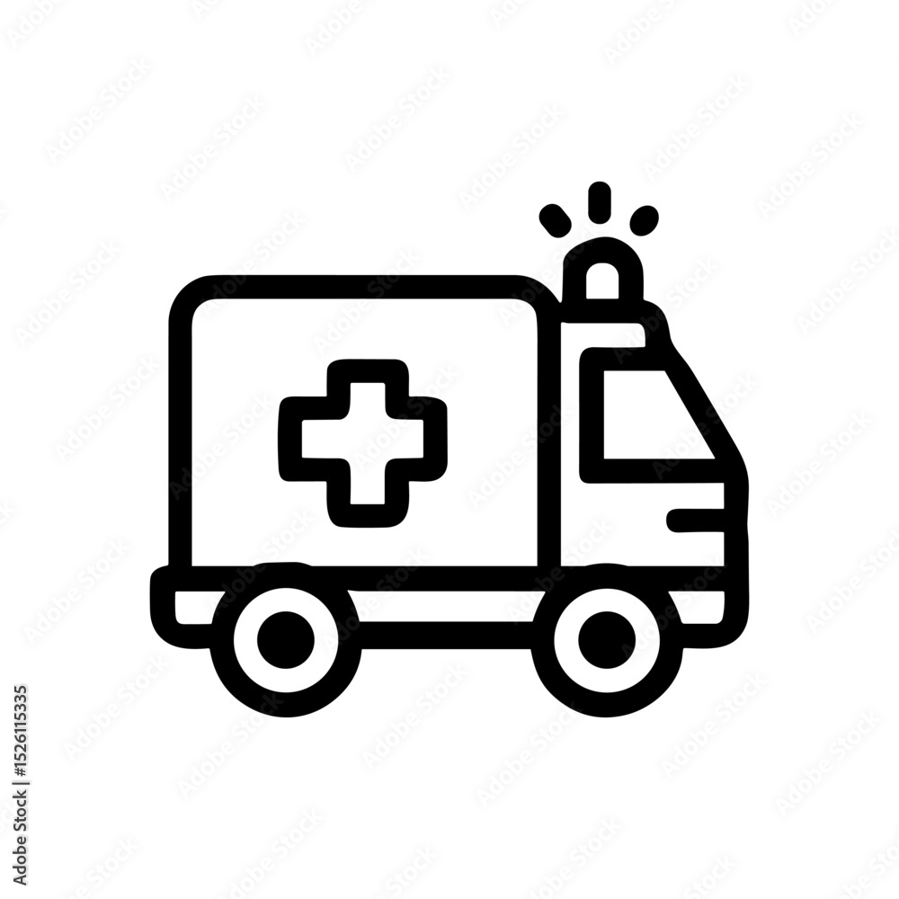 Fototapeta premium Ambulance Icon Racing to the Rescue. Icon symbol illustration