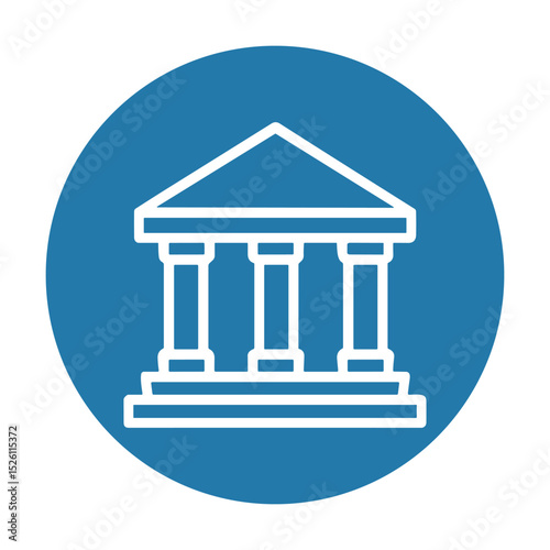 Bank icon in blue circle. Icon symbol illustration