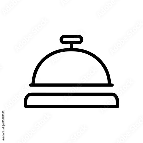 Black outline illustration of a hotel bell. Icon symbol illustration