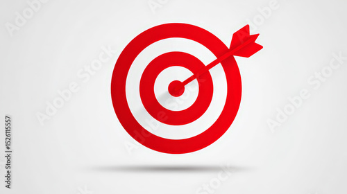 A clean and minimal vector illustration of an arrow hitting a target dartboard, symbolizing focus, accuracy, and goal achievement. Generative AI