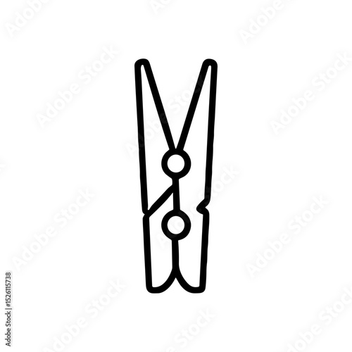 Clothespin illustration outline of a laundry clip. Icon symbol illustration