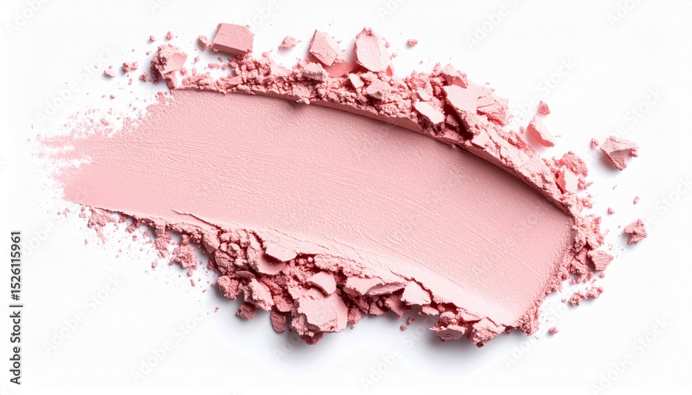 Fototapeta premium A close-up view of a pink blush powder smear on a white background.