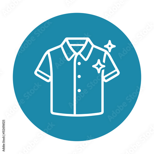 Fresh shirt in blue circle. Icon symbol illustration
