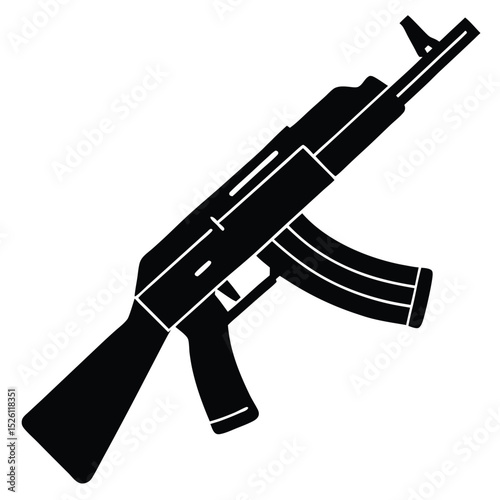Assault Rifle Icon A Vector Illustration of a Modern Military Weapon