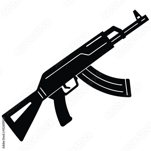 Assault Rifle A Vector Illustration of Military Weaponry