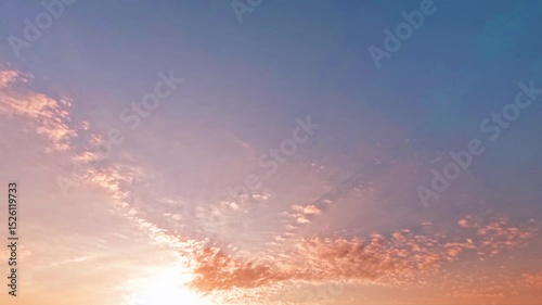 sky timelapse of small clouds at sunset after the rain for forecast