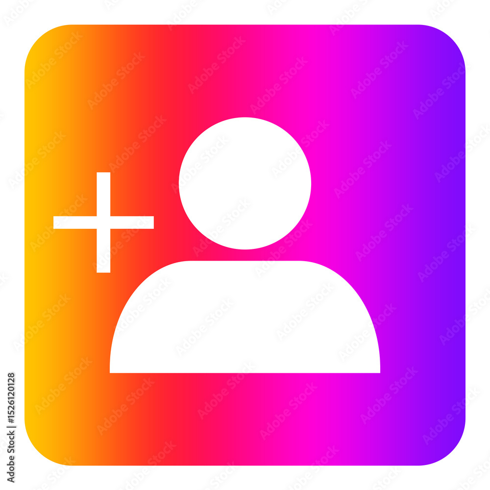 Obraz premium Instagram follow icon button element transparent background file format png gradient colour with square element