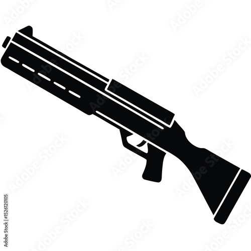 Powerful Shotgun Illustration Detailed Vector Graphic of a Hunting Shotgun