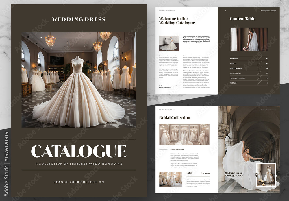 Brown And Black Wedding Dress Catalog Stock Template | Adobe Stock