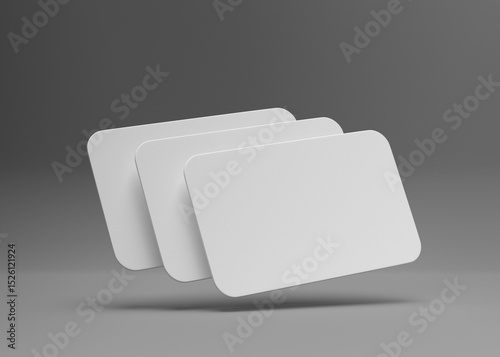 Three Blank White Cards Mockup on Gray Background