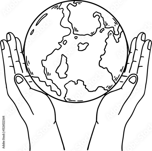 sketch hands save earth