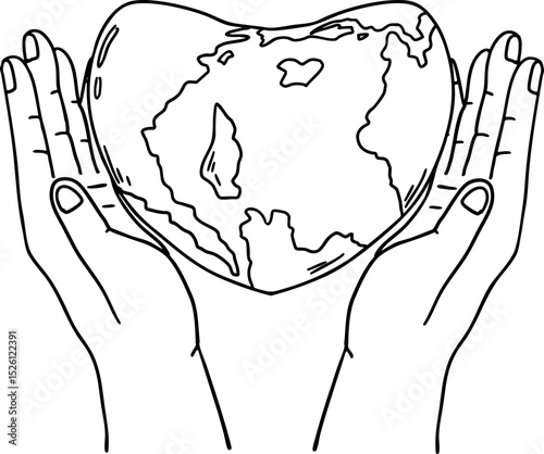 sketch hands love earth
