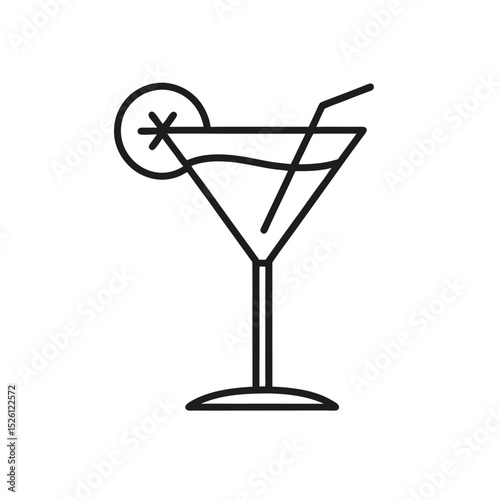 Cocktail icons line art vector illustration