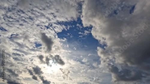 timelapse of the sky of overcast clouds and sun for weather forecast