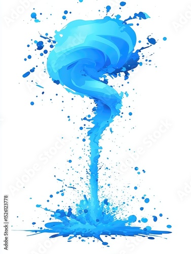 A tornado in a monochrome blue tone, minimalist composition, ample negative space for text