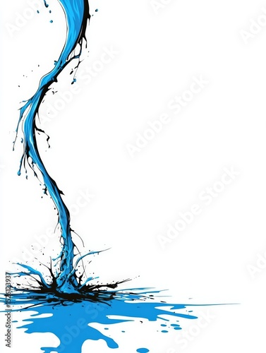 A tornado in a monochrome blue tone, minimalist composition, ample negative space for text